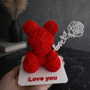Meda sa ružom „Love you"