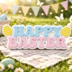 Pastelni natpis „Happy Easter"