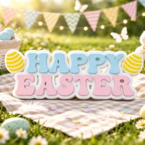 Pastelni natpis „Happy Easter"